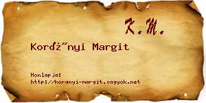 Korányi Margit névjegykártya