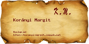 Korányi Margit névjegykártya